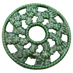 French Cast Iron Enameled Green Trivet Made in France 1970