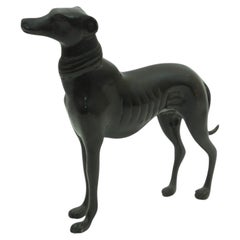 Vintage Bronze Metal Sculpture of a Greyhound Whippet Dog Figurine Art Deco