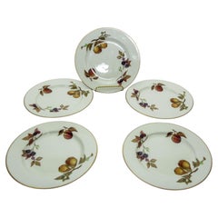 Royal Worcester England Five Evesham Fruit Design Porcelain Lunch Plates