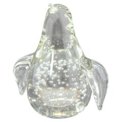 Figurina fermacarte in vetro trasparente Vintage Bird Penguin con bolle d'aria