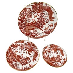 Royal Crown Derby Red Aves Collection Set of 3 Porcelain Plates