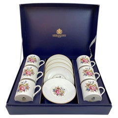 Royal Worcester England Set of Six Demitasse Cups and Saucers In Original Box