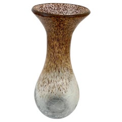 Vintage Italian Murano Brown Art Glass Vase with Gold Speckles
