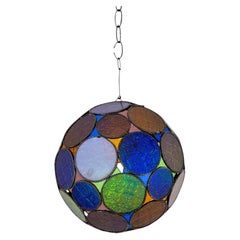Lanterna vintage marocchina a forma di sfera in vetro modellato multicolore, Marrakech, intorno al 1970