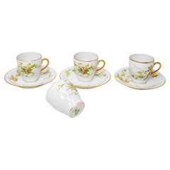 Service à thé et soucoupes Demitasse de Limoges France en porcelaine 1930