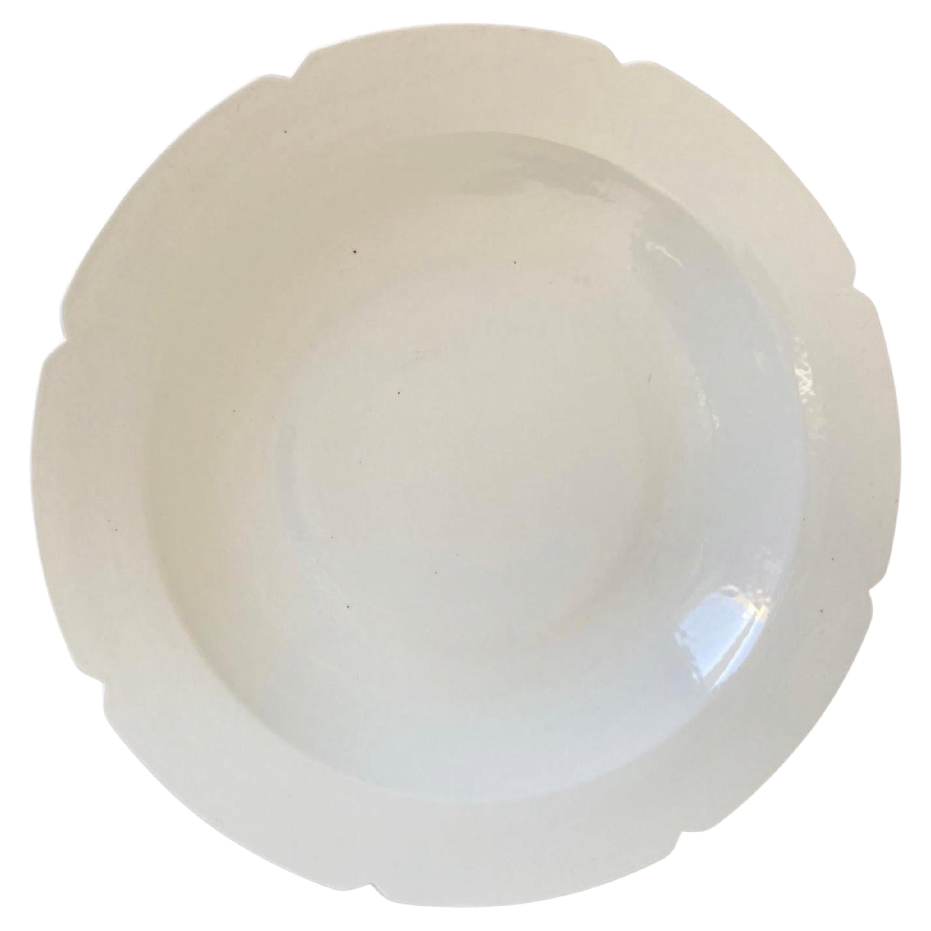 Chinese Asian White Ceramic Platter Bowl Scalloped Rim Huge Heavy 18.25 in. D.