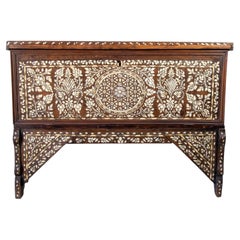 Large 19th-Century Ottoman Levantine Mother-of-Pearl Inlaid Dowry Chest