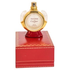 Vintage Cartier Panthère Art Deco Style Perfume Flacon with Original Red Box