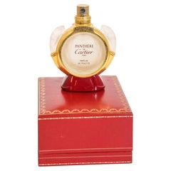 Flacon de parfum Cartier Panthère vintage de style Art déco, avec son coffret rouge d'origine