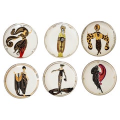 House of Erté (Romain de Tirtoff) Set of 6 Sevenarts Porcelain Collector Plates