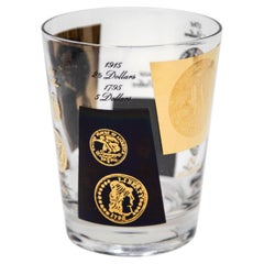 Cubertería Double Old Fashioned Oro y Moneda Negra by Cera Glass Años 60
