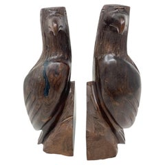 American Eagle Hand Carved Seri Ironwood Bookends 1960