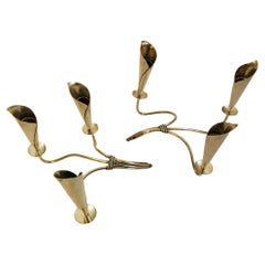 Sculptural Hans Jensen Calla Lily Candle Holders Silver Plated a Pair