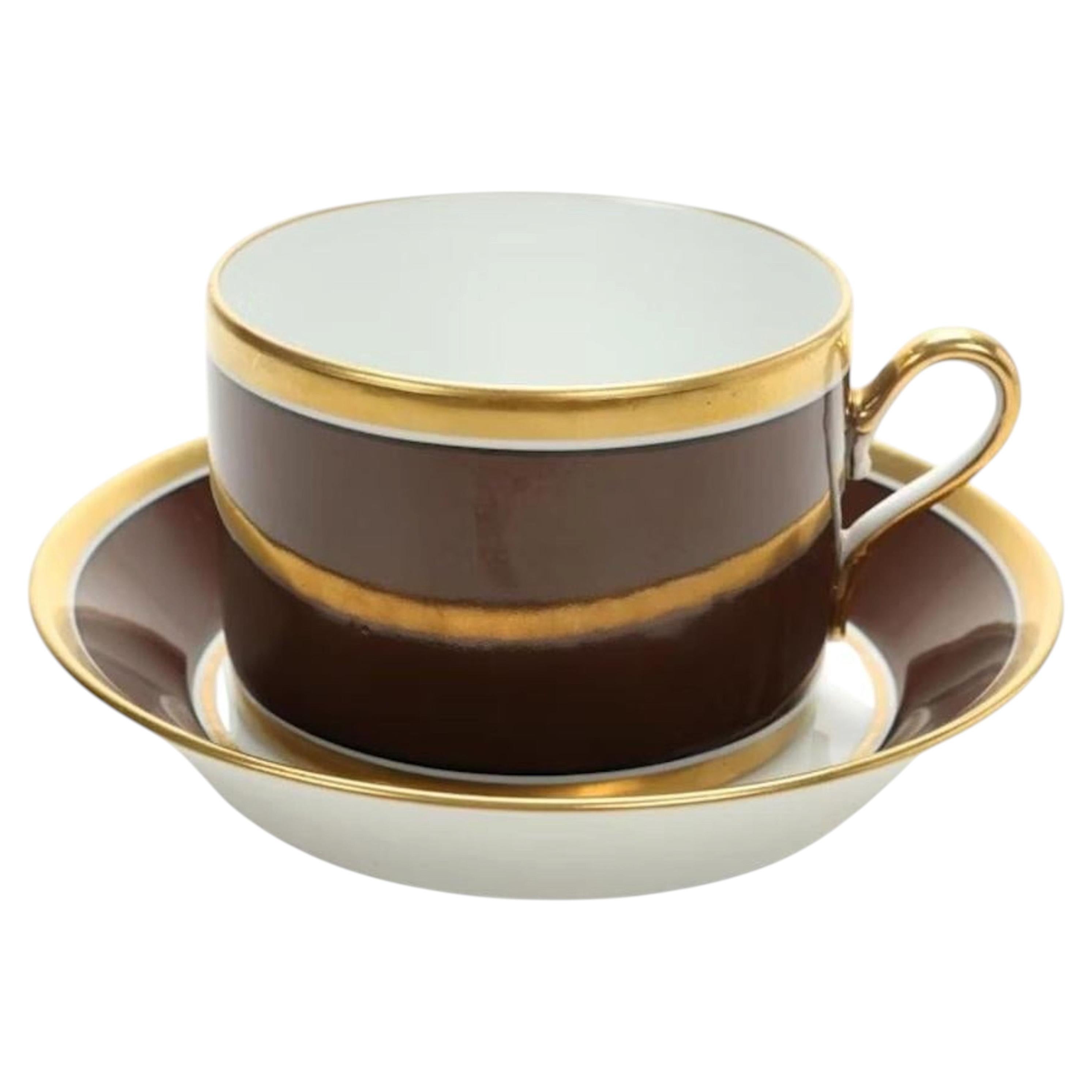 Richard Ginori Italian Porcelain Coffee Tea Cup Brown & Gold 1 of 16 Available