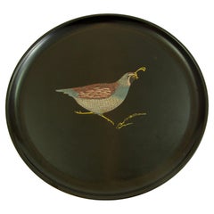 Vintage Couroc-Barzubehör-Serviertablett im Vogeldesign