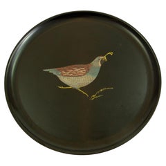 Vintage Couroc-Barzubehör-Serviertablett im Vogeldesign
