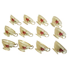Vintage Castleton Peony China Tea Cup Set of 12, USA, 1950-1967