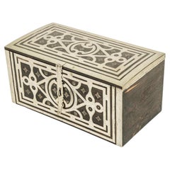 African Tuareg Silver and Ebony Wood Jewelry Box 1950s