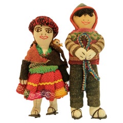 Vintage Handcrafted Peruvian Folk Art Dolls, Mid-20th Century