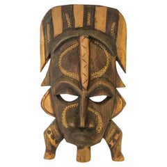 Máscara decorativa de madera africana de Ghana Escultura de pared