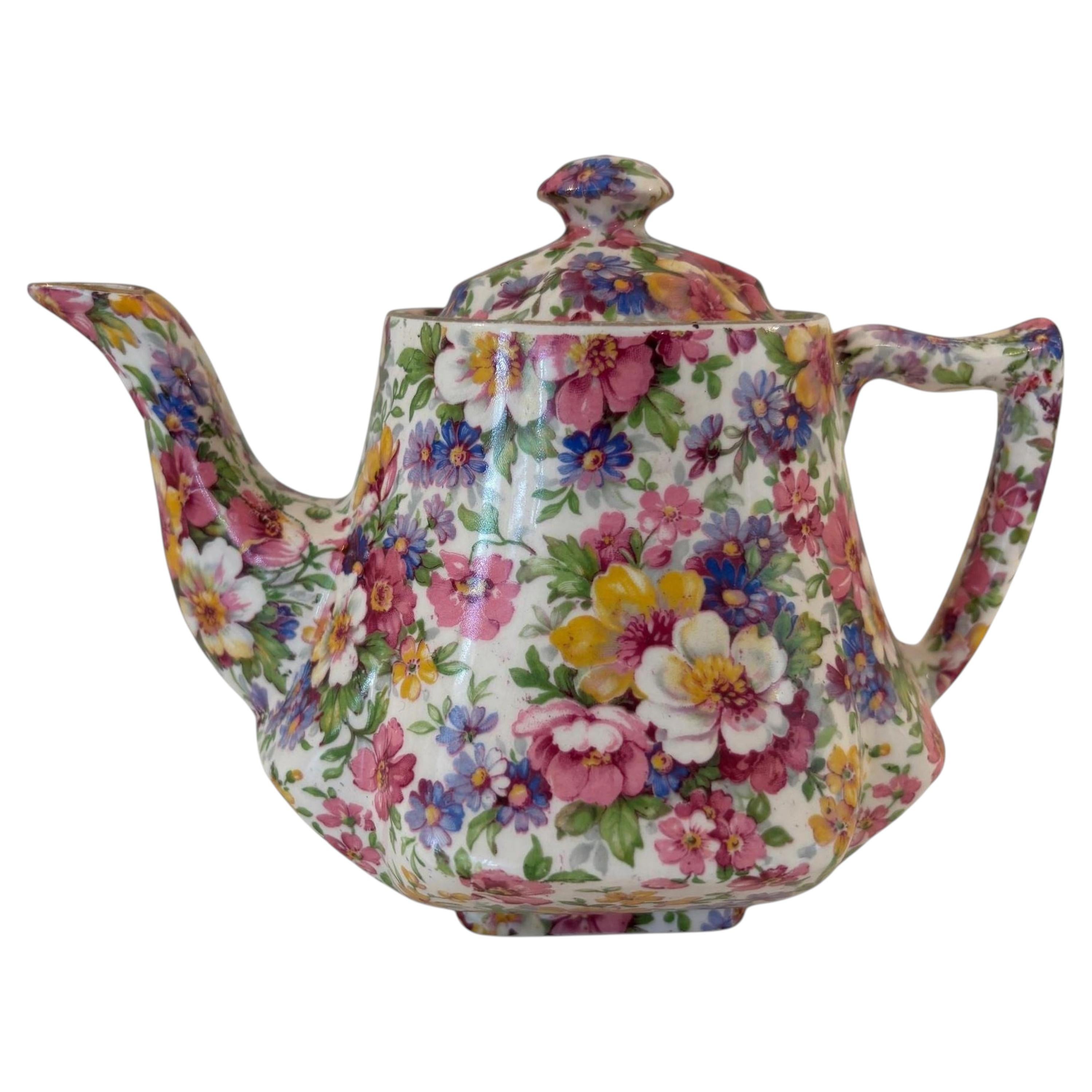 Vintage Kent Fenton Du Barry Chintz Floral Teapot Made in England