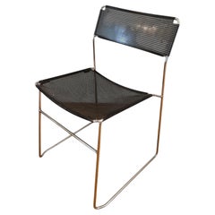 Vintage Black Perforated Metal Chair Niels Jorgen Haugesen Attributed
