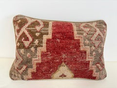 1940s Antique Tabriz Persian Rug Pillow with Geometric Motifs