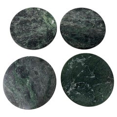Posavasos de Mármol Verde Hecho a Mano en Italia Coleccionable 1970 Set de 4