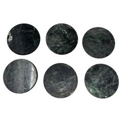 Juego de posavasos de mármol verde 6 piezas Hecho a mano en Italia Coleccionable 1970