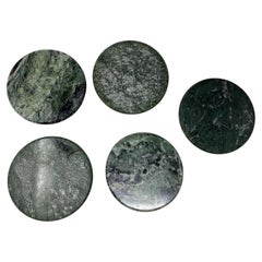 Juego de posavasos vintage de mármol verde 5 piezas Hecho a mano en Italia Coleccionable 1970