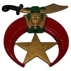 Large Crescent and Scimitar Masonic Shriners Cast Emblem Wall Plaque Freemasonry