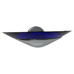 Postmodern Italian Cobalt Blue Murano Glass & Chrome Wall Sconce, 1980s 1 of 7
