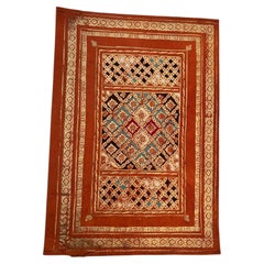 Porte-documents vintage en cuir gaufré rouge et or du Maroc