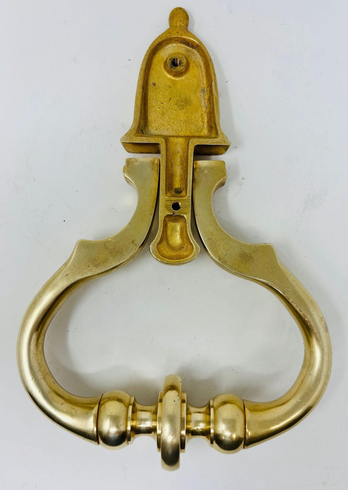 1940s Georgian Style Solid Polished Brass Door Knocker For Sale 1