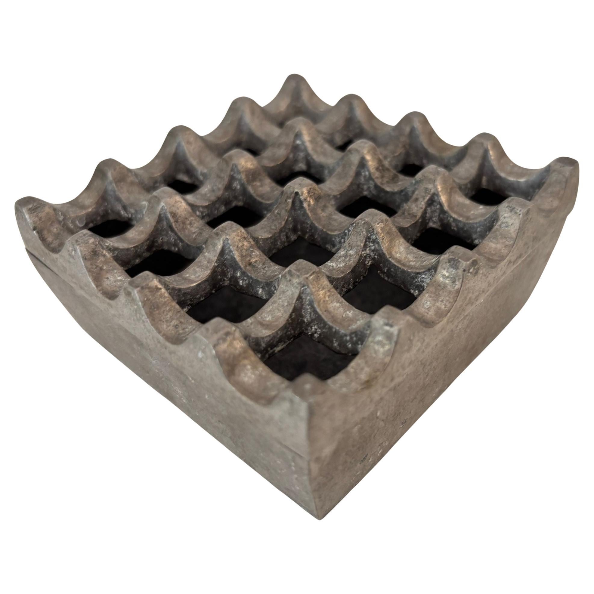 Mid-Century Modern Danish Geometric Op-Art Metal Ashtray