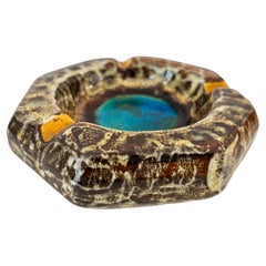 Vintage Vallauris Lava Ceramic Cigar Ashtray Marius Giuge Catchall Vide Poche 1960s