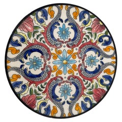 Vintage Spanish Ceramar Talavera Wall Plate Hand-Painted 7 in. Jewel Tone Colors