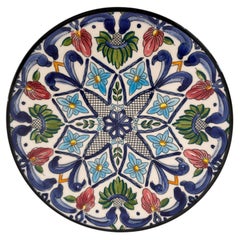 Plaque murale Vintage Ceramar Talavera peinte à la main 7 in. Couleurs polychromes