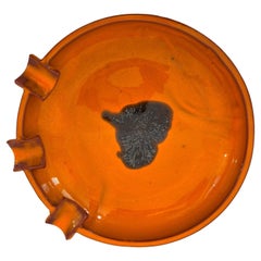 Large Mid-Century Danish Studio Pottery in Bright Orange Glaze Brutalist 1960s
