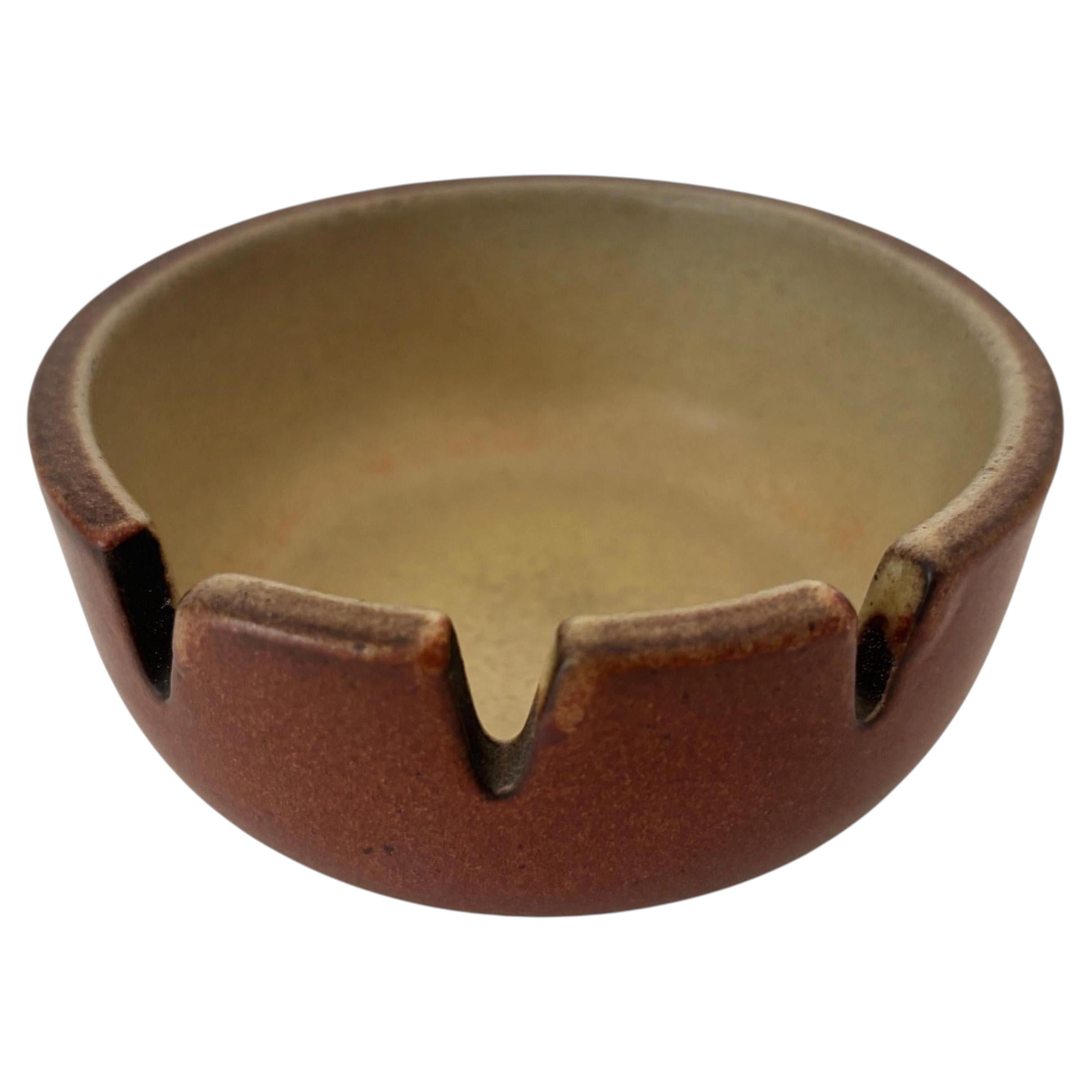 Vintage Mid-Century Modern Brown Ceramic Ashtray by Edith Heath