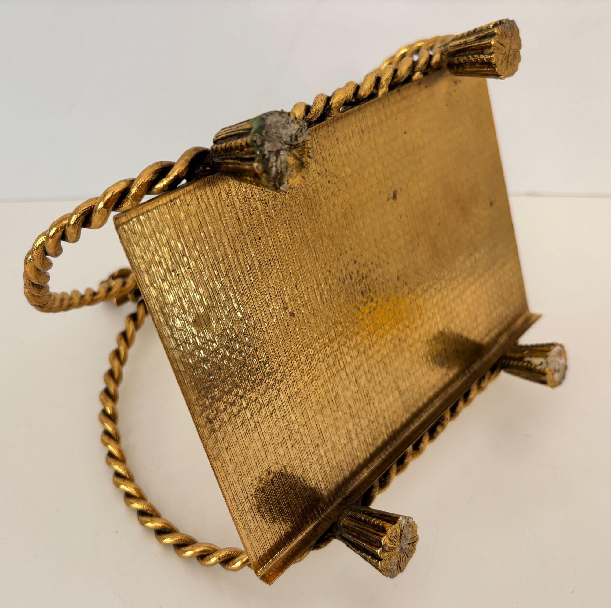 Hollywood Regency Rope and Tassel Gilt Filigree Napkin Holder Italian Style 1960 For Sale 1