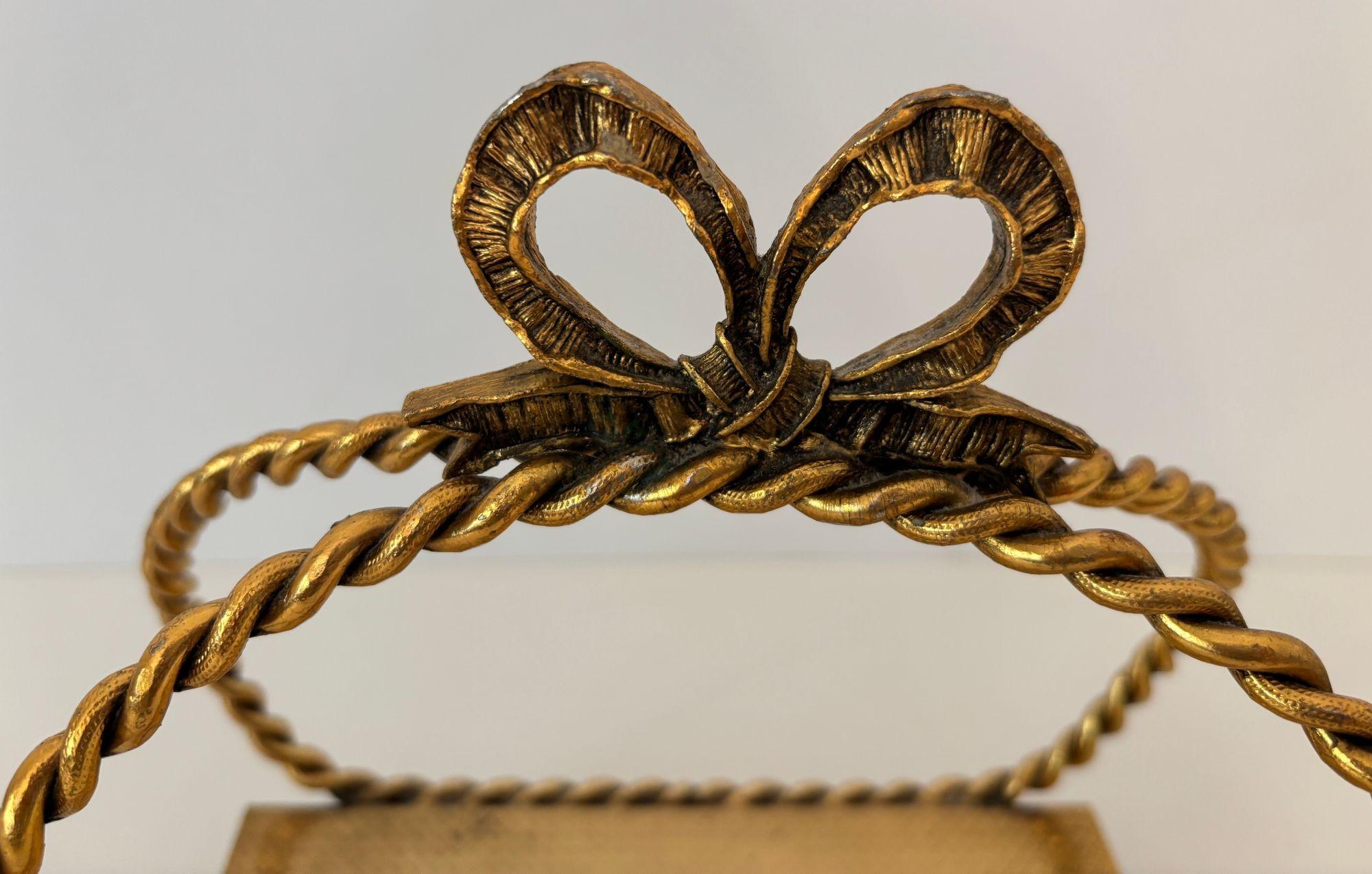 Hollywood Regency Rope and Tassel Gilt Filigree Napkin Holder Italian Style 1960 For Sale 4