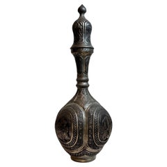 Ancienne jarre à couvercle en cuivre étamé INDO-PERSIENNE Art islamique du Moyen-Orient