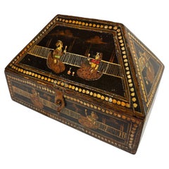 Hand-Painted Rajasthani Dowry Box, Wood, Folk Art, Circa 1920s