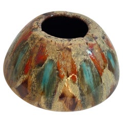 Französisch Mid-Century Vallauris Keramik Aschenbecher mit Fett Lava Drip Glasur signiert