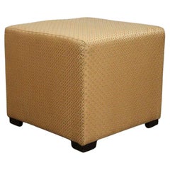 Vintage Moroccan Cube Ottoman, Hand-Crafted Fabric Pouf, 1980s Style