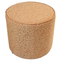 Hand-Crafted Vintage Moroccan Pouf in Gold Fabric, Art Deco Style