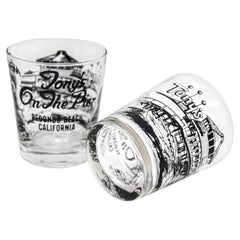 Vintage Redondo Beach California Tony’s Restaurant Cocktail Glasses 1960s