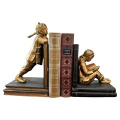 Art Deco Gilt Metal Bookends by Ronson Oriental Sculptures Circa 1930