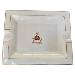 Large Cigar Porcelain Ashtray Monte Cristo Rectangular Red and Gold